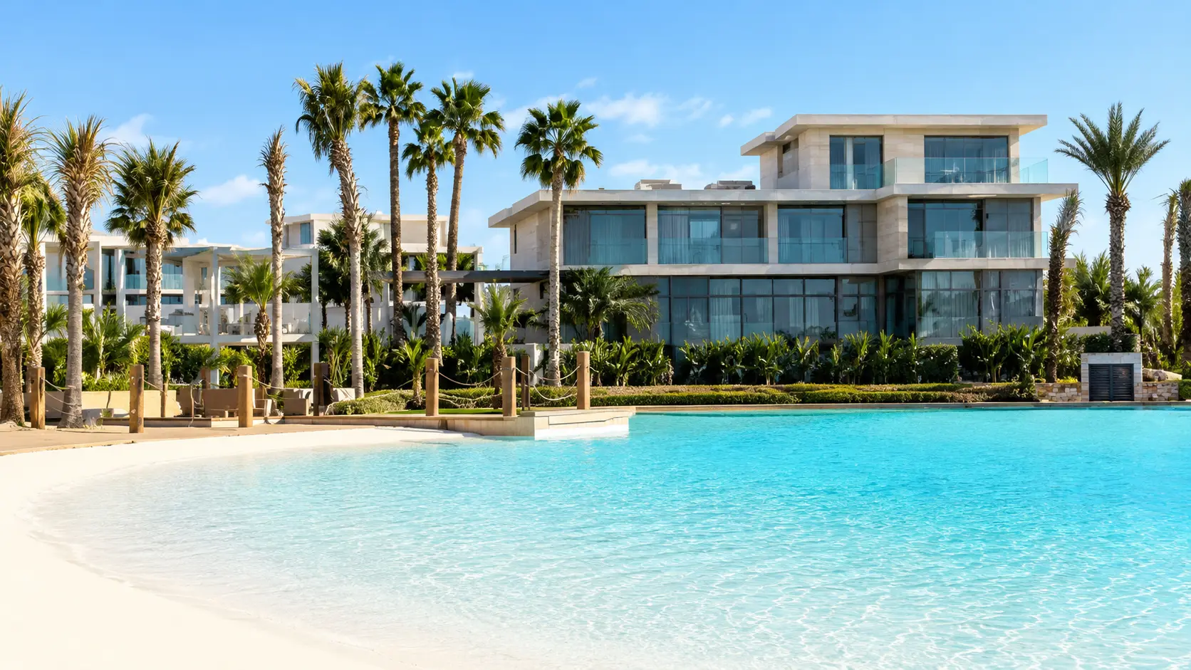 Lagoon-side villa community similar to Tilal Al Ghaf's lagoon living concept